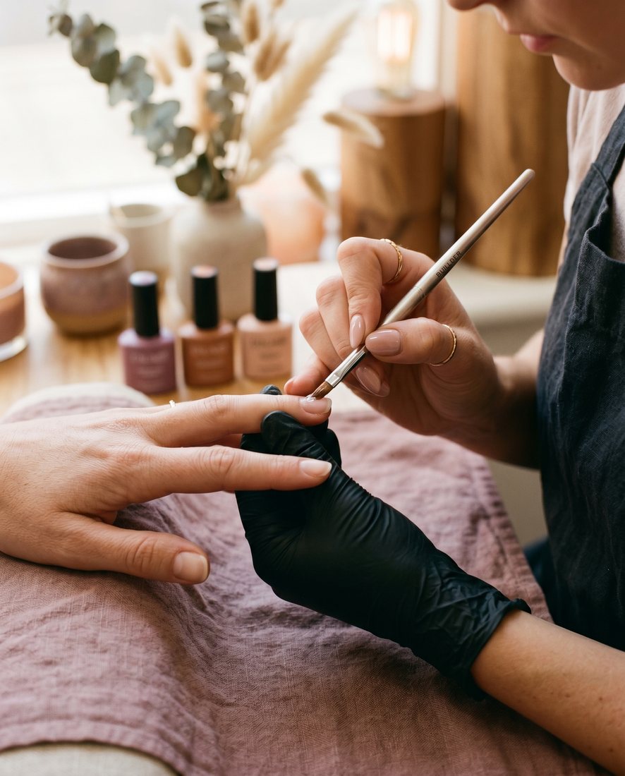 Shai brengt met precisie gelpolish aan bij een klant